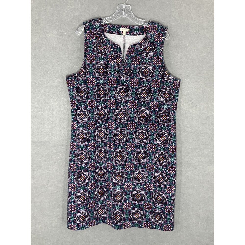 Talbots Navy Geometric Sleeveless Shift Dress